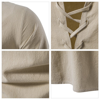 Jotham® | Men'S Cotton And Linen Drawstring T-Shirt