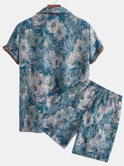 Adeimantos® | Painted Floral Jacquard Cuban Shirt & Shorts