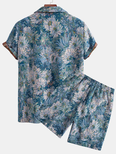 Adeimantos® | Painted Floral Jacquard Cuban Shirt & Shorts