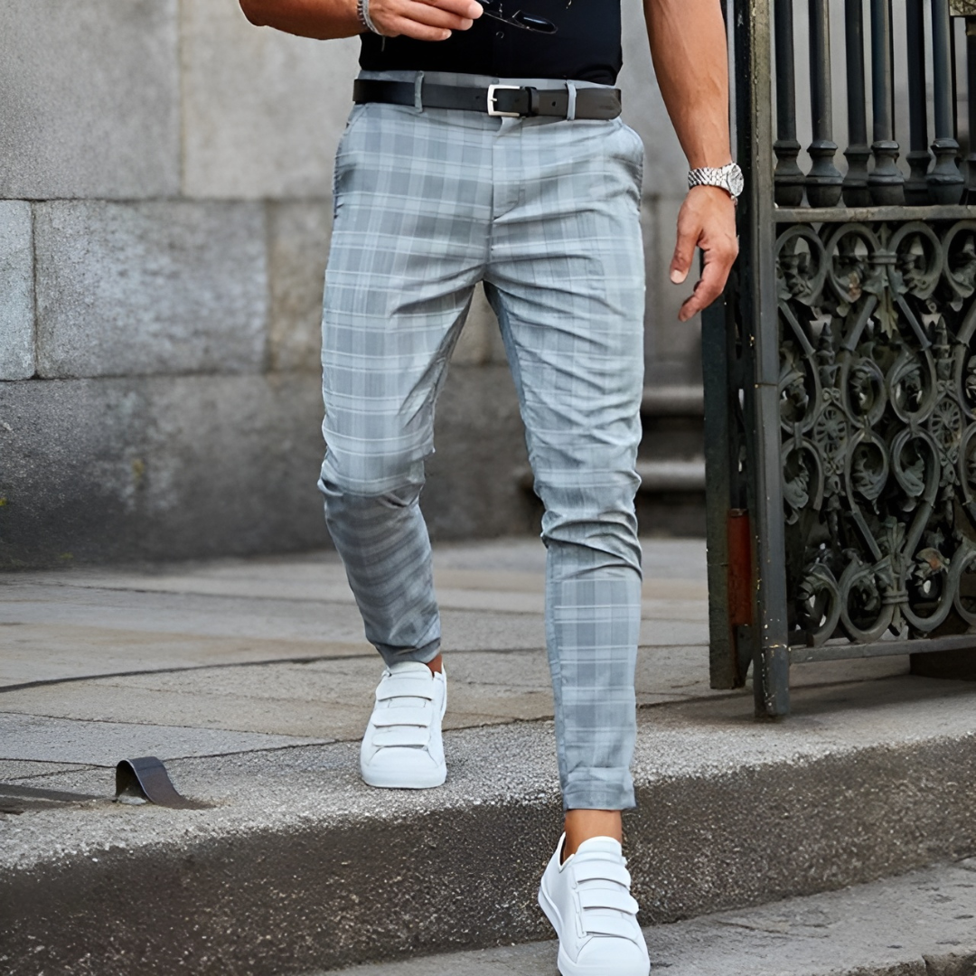 Matthew® | Elegant Men's Slim Fit Pants With Checkered Pattern
