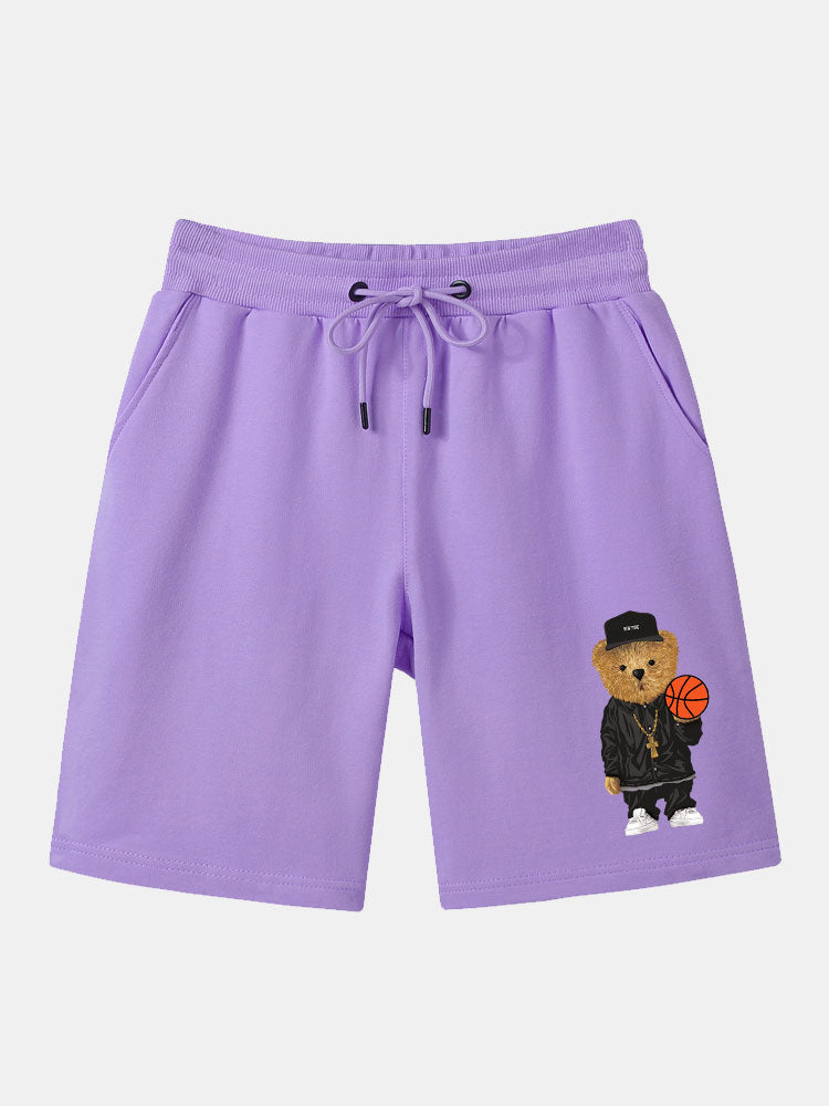 Fermín | Basketball Bear Print Mid Length Shorts