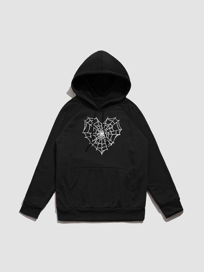 Kody | Spider Web Gothic Print Hoodie
