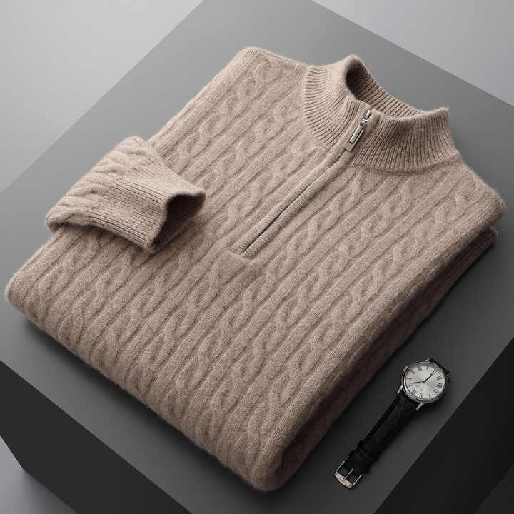 Emmett | Deneb Cashmere Woven Half Zip