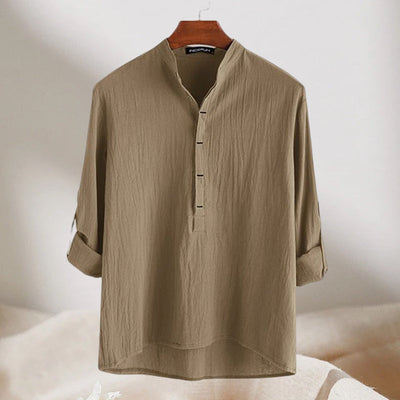 Jovian® | Long-Sleeved Cotton And Linen Shirt For Men