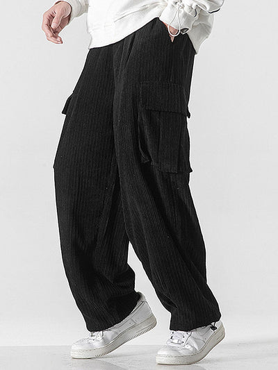 Laudelino® | Relaxed Fit Drawcord Hem Corduroy Cargo Pants