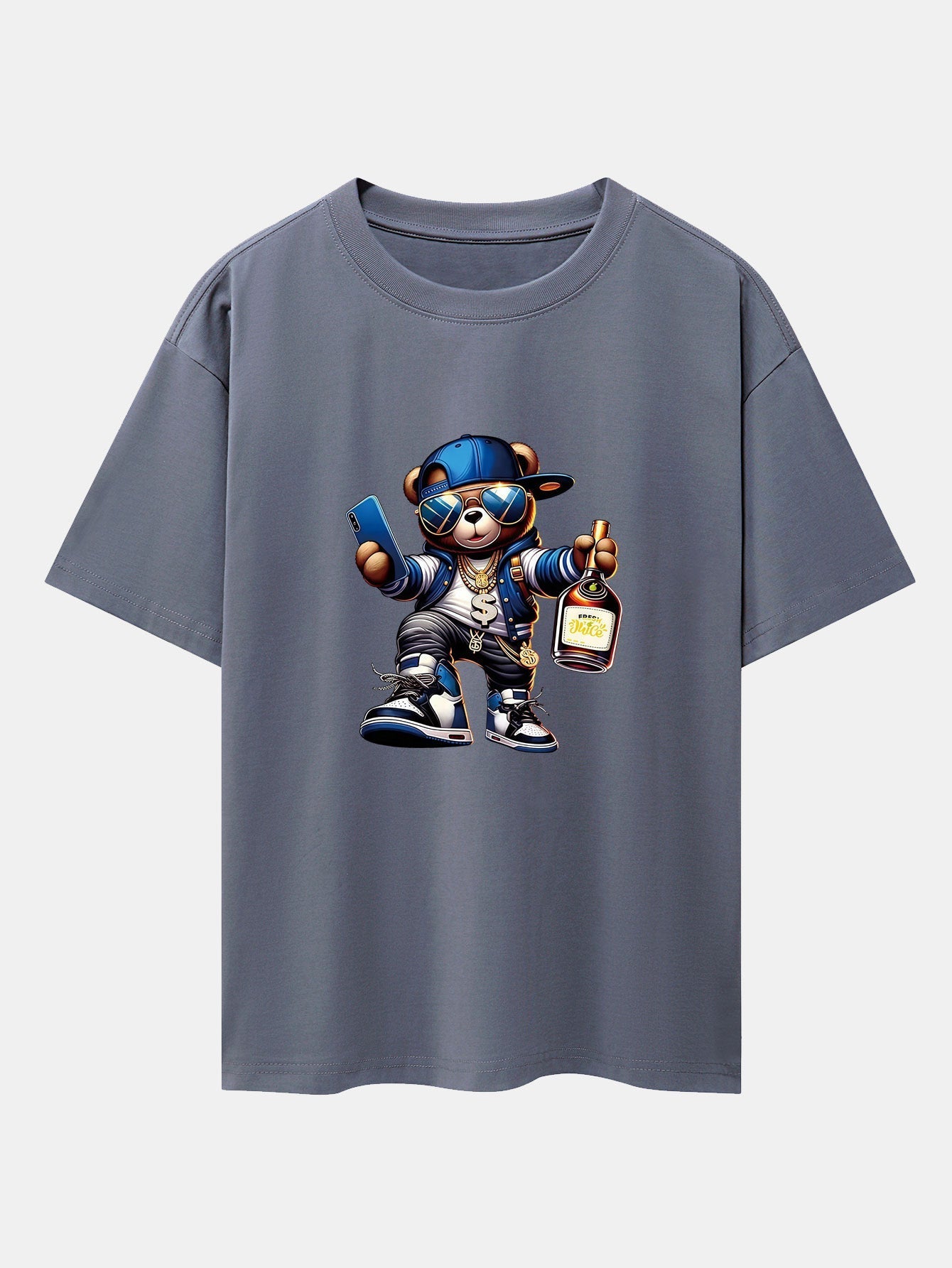 Melquíades® | Hip Hop Bear Print Drop Shoulder Oversize T-Shirt