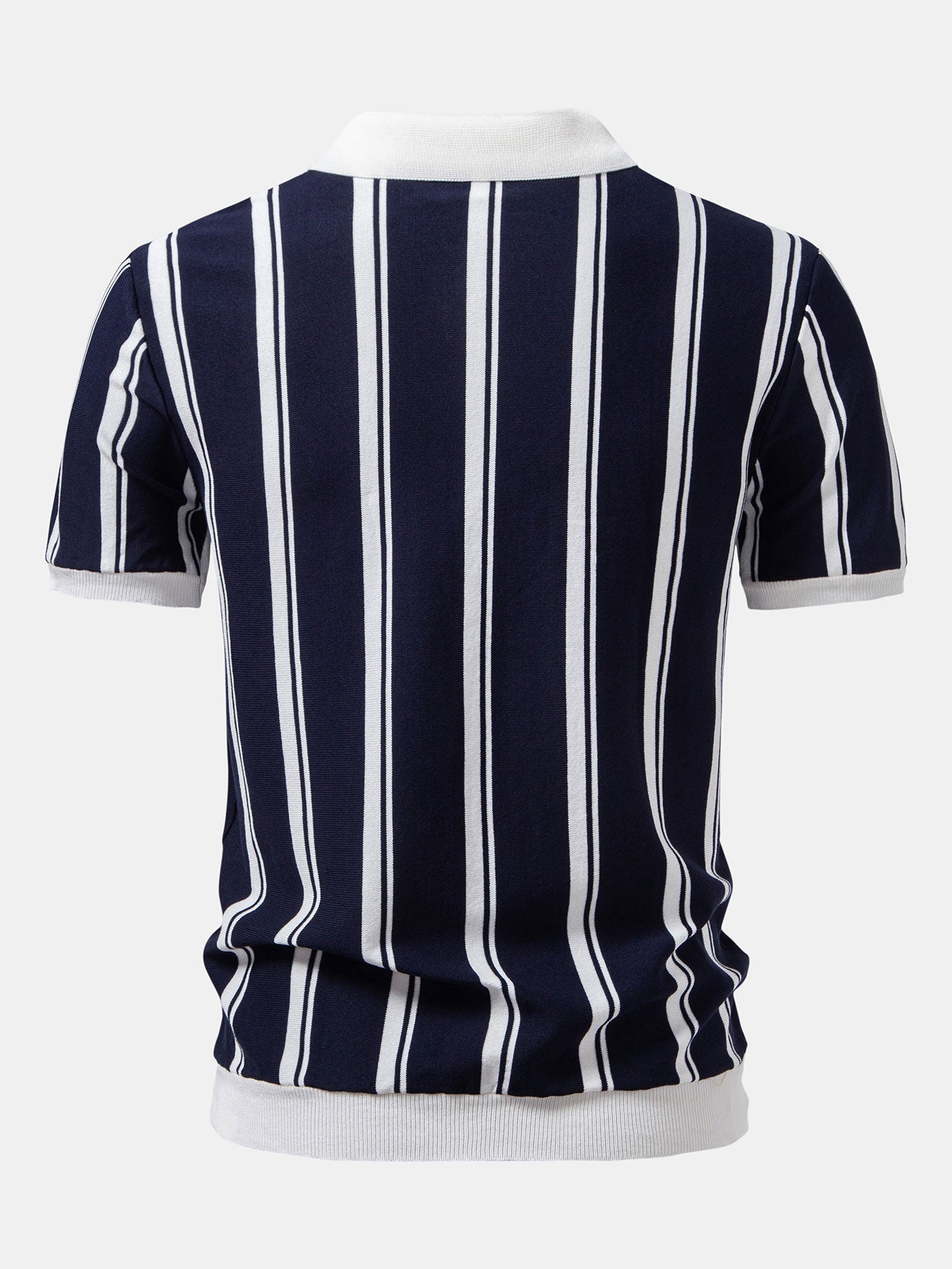 James | Striped Zip Up Knit Polo