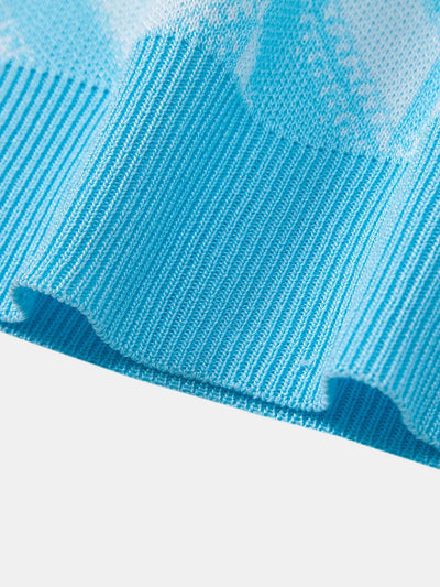 Ethan | Geometric Knitted V Neck Polo Shirt