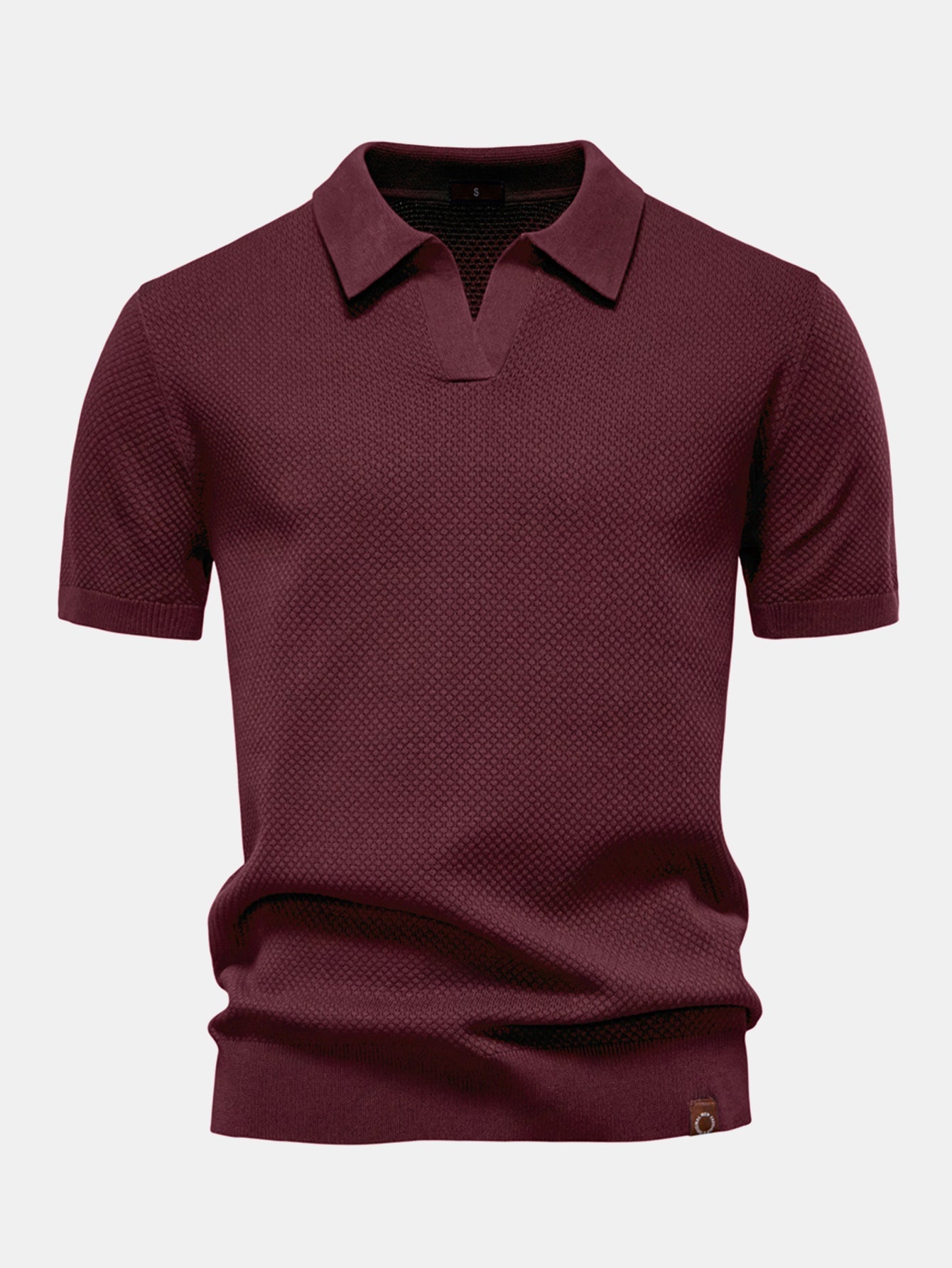 Elton® | Pineapple Texture Knit V Neck Polo