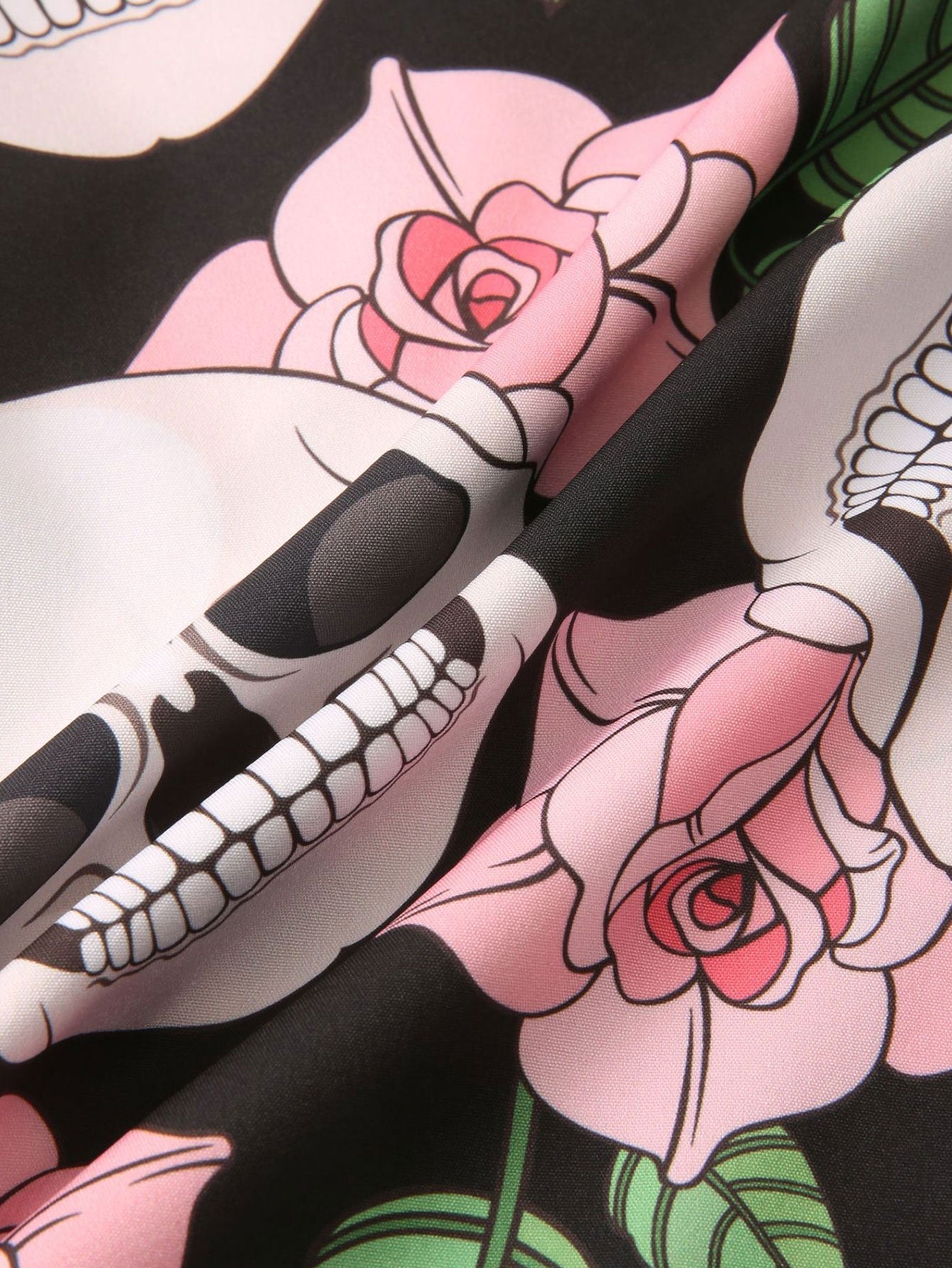 Alanis® | Skull Rose Print Button Up Shirt