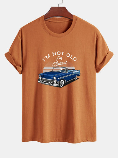 Mencio® | Car Slogan Print Cotton T-Shirt