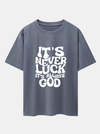 Dolores® | God Slogan Print Drop Shoulder Oversize T-Shirt