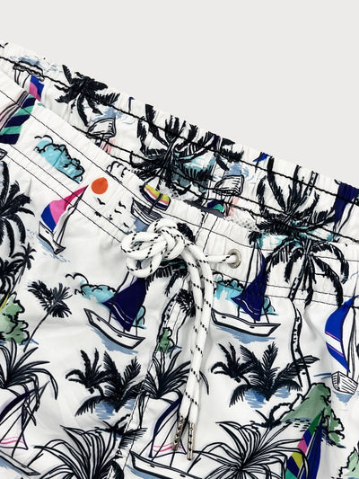Bernardo® | Palm Tree Sailboat Print Swim Shorts