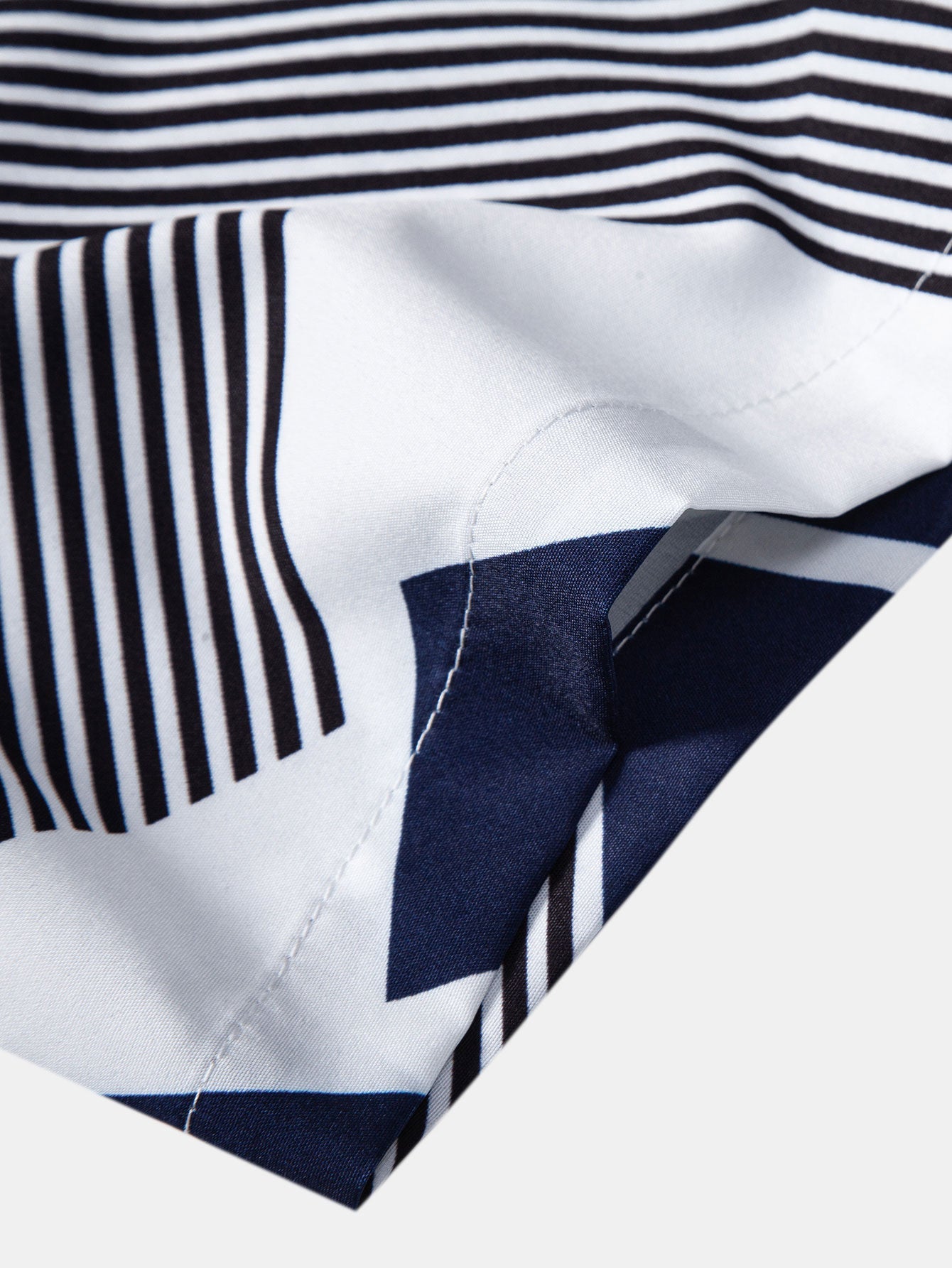 Dan® | Color Block Geometry Print Button Up Shirt & Swim Shorts