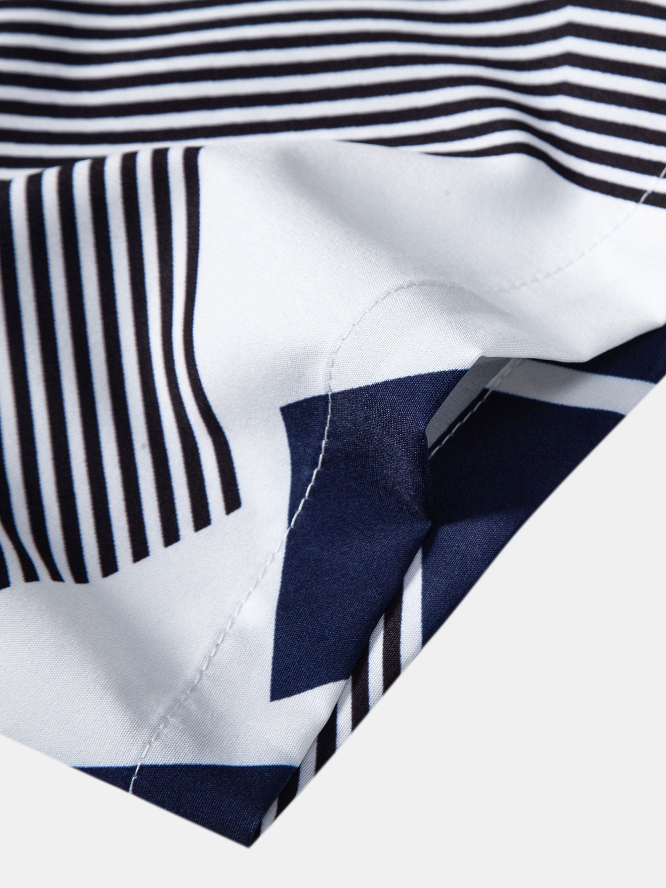 Gaspar® | Color Block Geometry Print Button Up Shirt & Swim Shorts