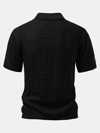 Alexander | Crochet  V Neck Polo Shirt