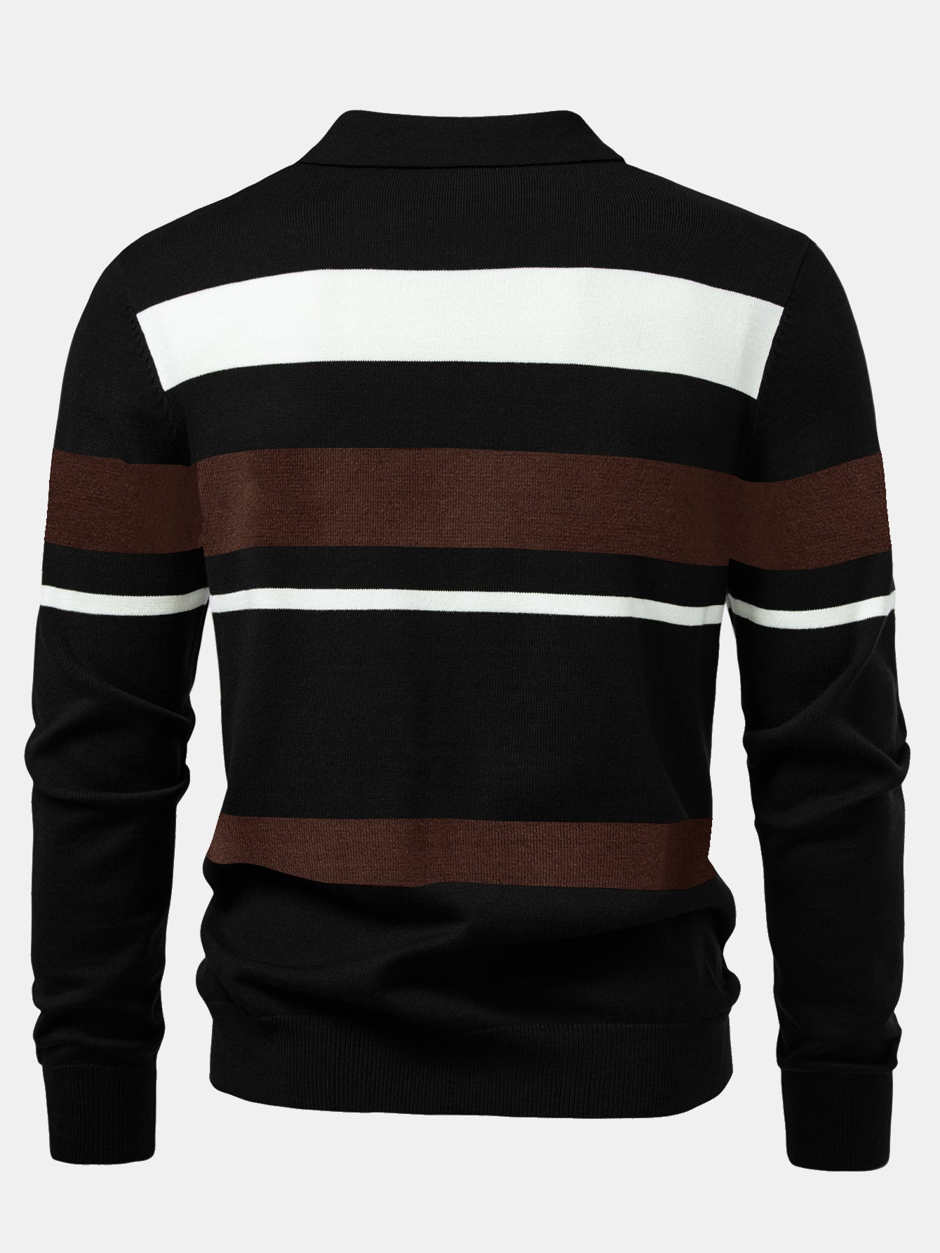 Adolfo® | Long Sleeve Stripe Knit Polo Shirt