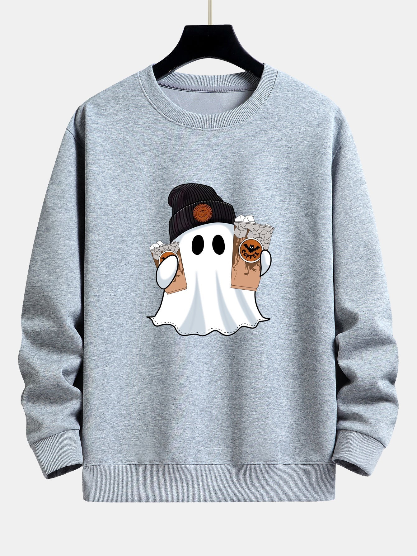 Calixto® | Halloween Ghost Coffee Print Relax Fit Sweatshirt