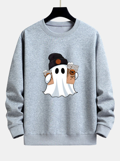 Calixto® | Halloween Ghost Coffee Print Relax Fit Sweatshirt
