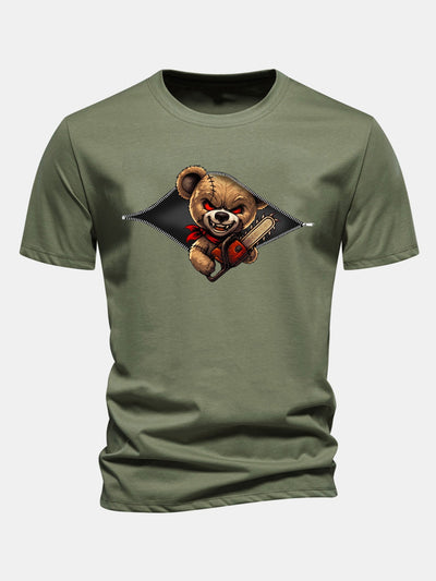 Jabes® | Regular Fit Halloween Zipper Evil Bear Print Cotton T-Shirt