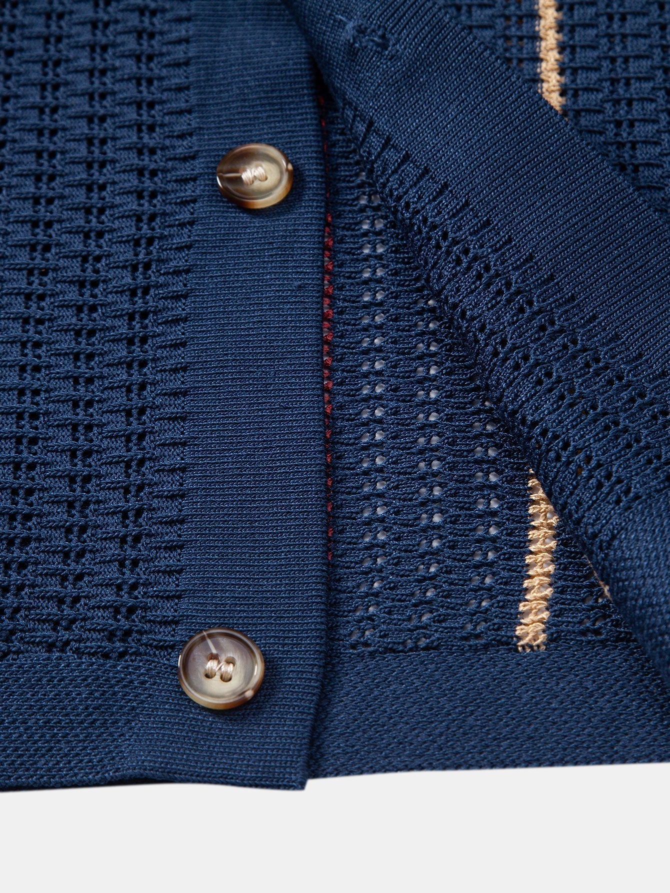 hola CROCHET STRIPED SHIRT WITH BUTTONS & STRAIGHT LEG LINEN PANTS