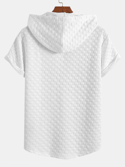 Eustaquio® | Checkerboard Jacquard Arc Hem Hooded T-Shirt