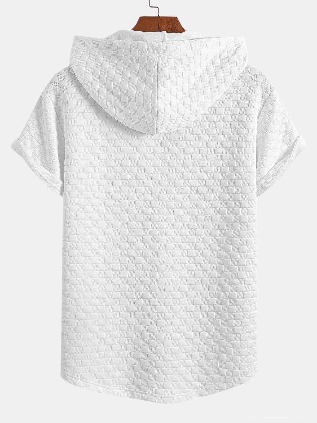 Carl® | Checkerboard Jacquard Arc Hem Hooded T-Shirt & Checkerboard Jacquard Shorts