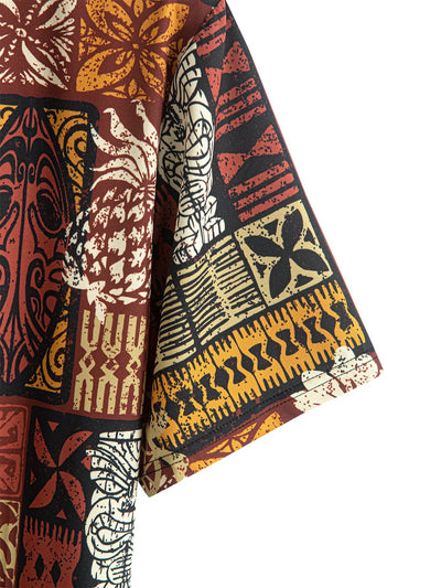 Ismael® | Pineapple Ethnic Hawaii Print Button Up Shirt