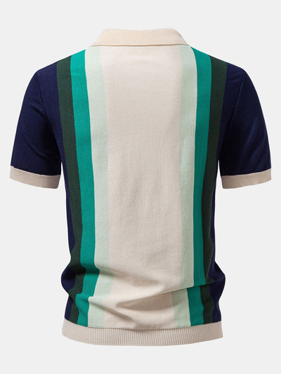 Michael | Striped Knitted Polo Shirt