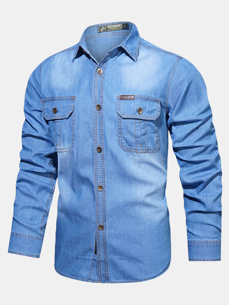 Fidel® | Washed Denim Shirt With Pockets