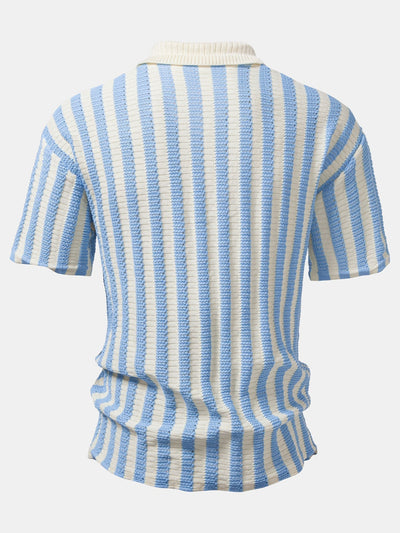 hola CROCHET STRIPED GRADIENT SHOULDER SHIRT & STRAIGHT LEG LINEN PANTS