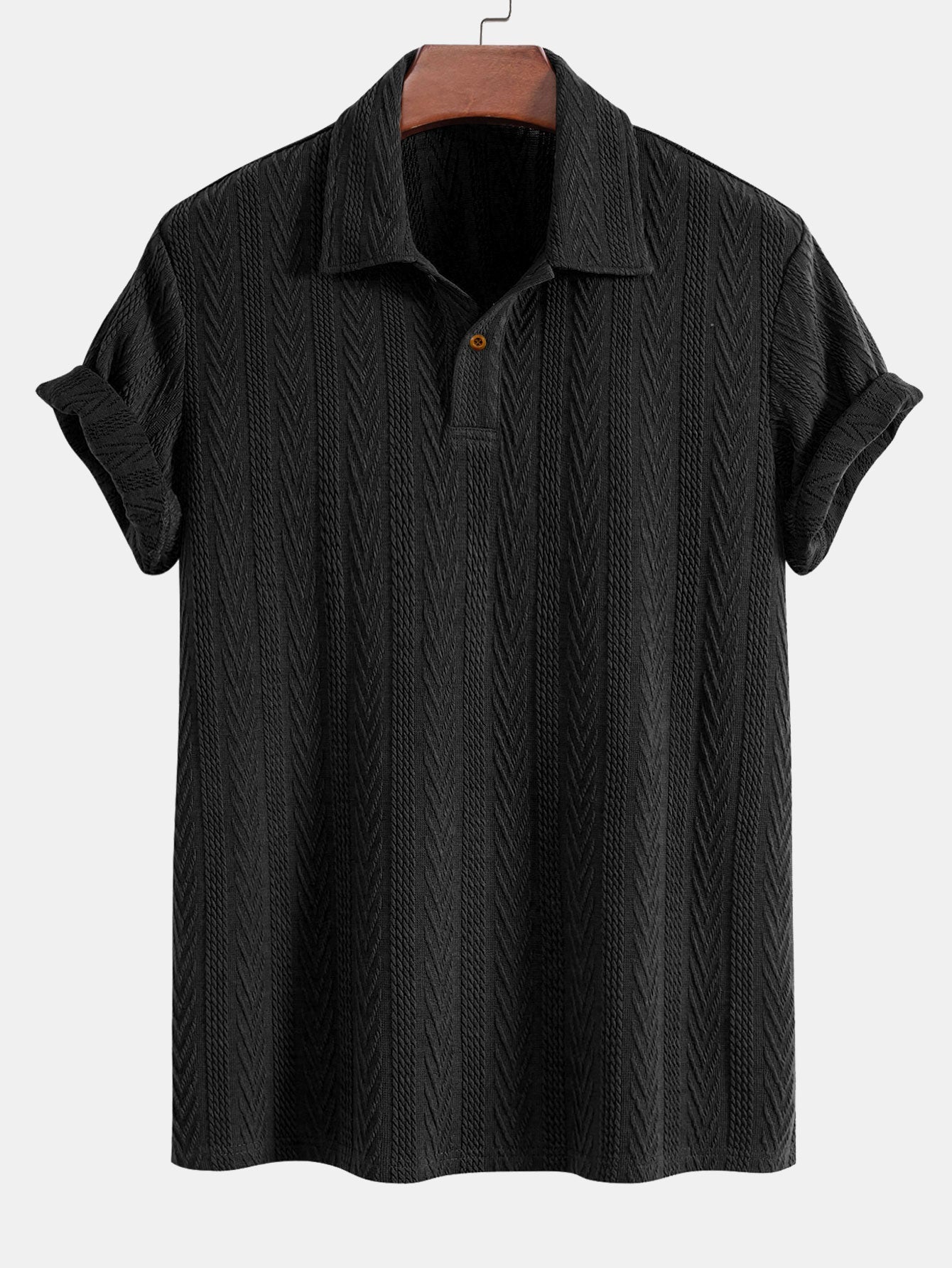 Ciro® | Short Sleeve Jacquard Polo & Straight Leg Ribbed Pants