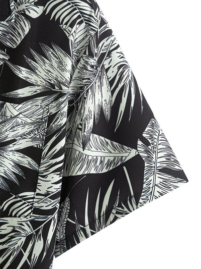 Luca® | Tropical Plants Print Button Up Shirt & Drawstring Swim Shorts