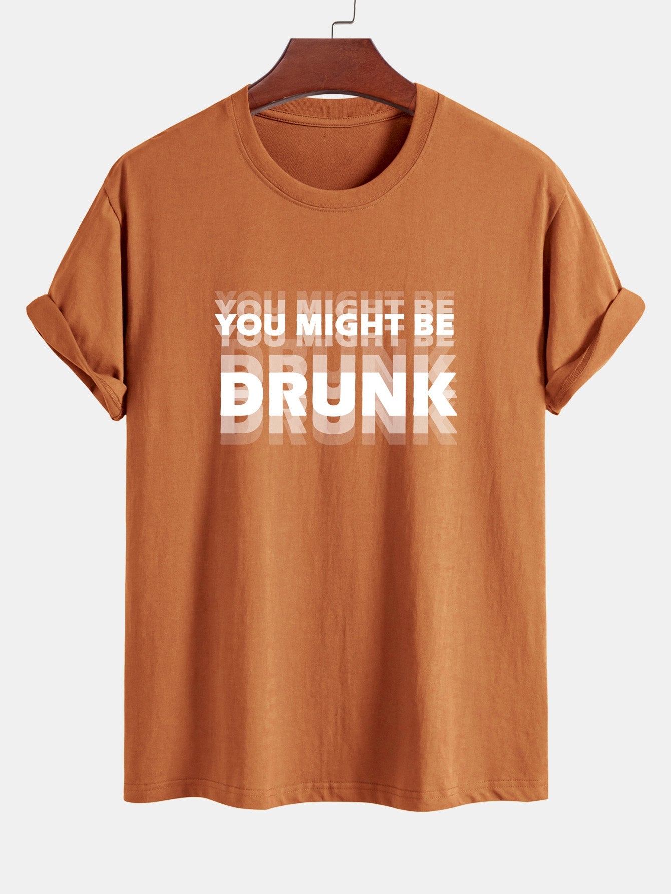 Elijah® | Regular Fit You Might Be Drunk Print Cotton T-Shirt