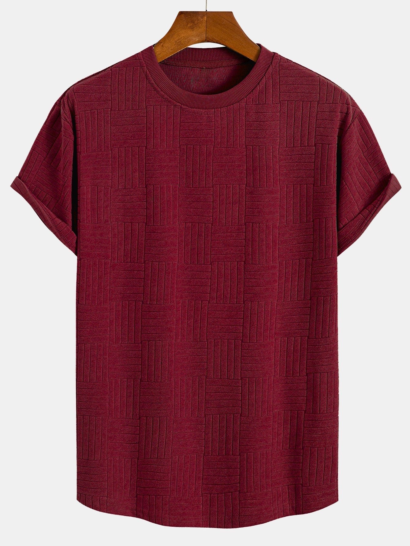 Edilberto® | Striped Towelling Texture Arc Hem T-Shirt & Shorts