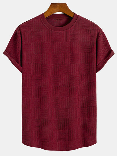 Edilberto® | Striped Towelling Texture Arc Hem T-Shirt & Shorts