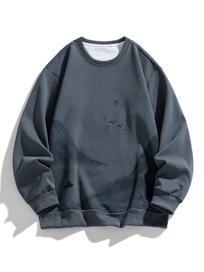 Artemas® | Ink Landscape Print Crew Neck Sweatshirt