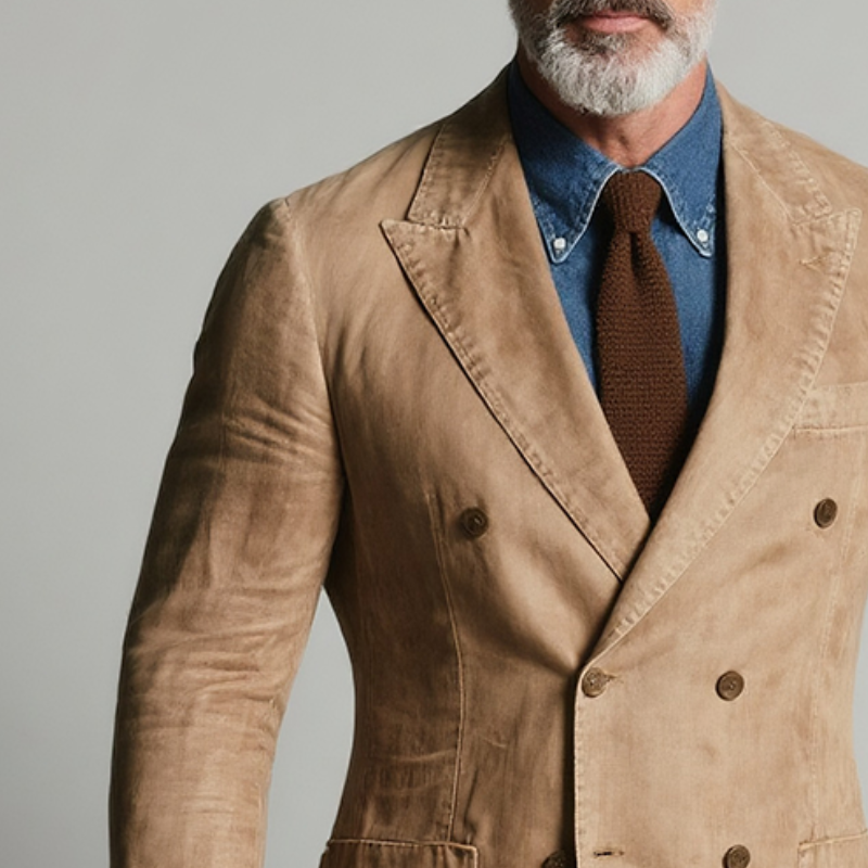 Bob | Men'S Retro Casual Washed Double Breasted Blazer