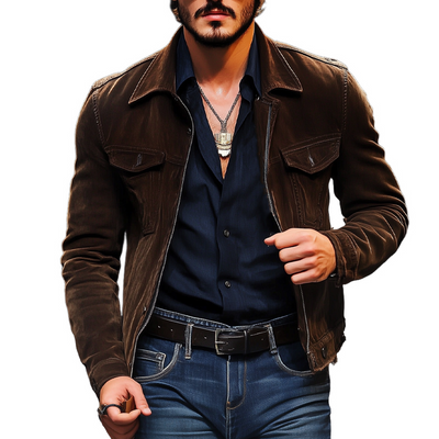Howard | Men'S Vintage Light Faux Suede Zip-Up Jacket