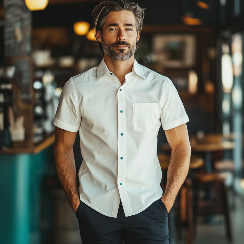 Phillip | Men'S Summer Basic Cotton Short Sleeve Shirt