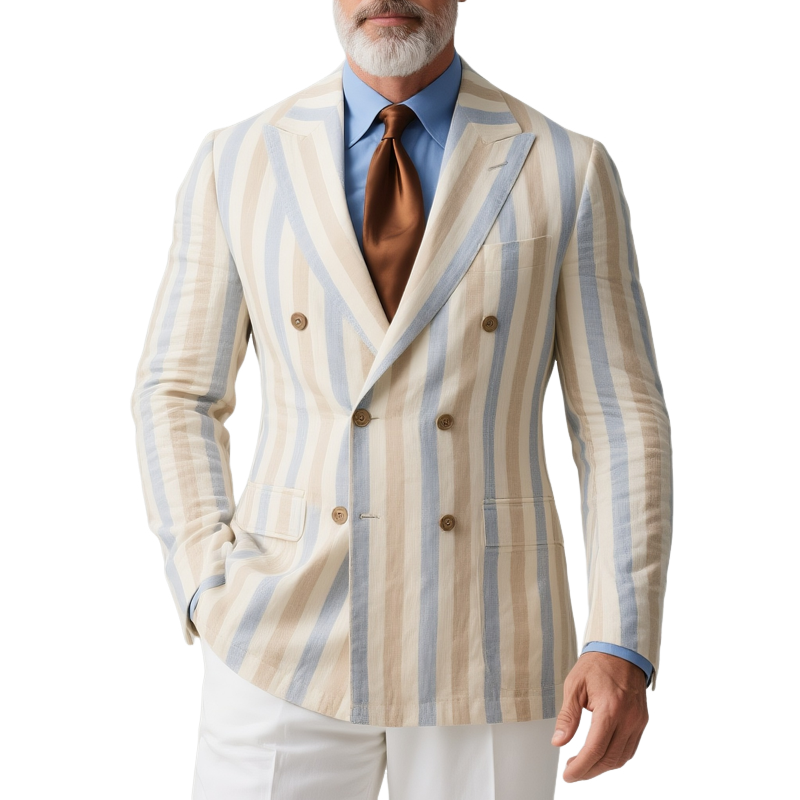 Tom | Men'S Striped Peak Lapel Double Breasted Casual Blazer