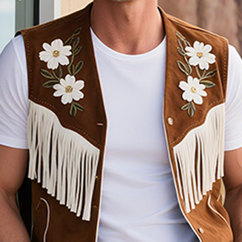 Maximiliano | Men'S Spring And Summer American Retro Western Style Thin Suede Embroidered Tassel Vest