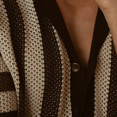 Edgar | Men'S Spring And Summer Fashion Casual Hollow Striped Knitted Short-Sleeved Shirt