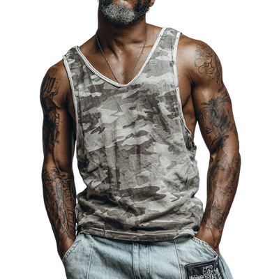 Uriah | Men'S Casual Camouflage Print V-Neck Tank Tops