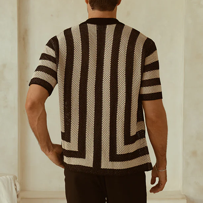 Edgar | Men'S Spring And Summer Fashion Casual Hollow Striped Knitted Short-Sleeved Shirt