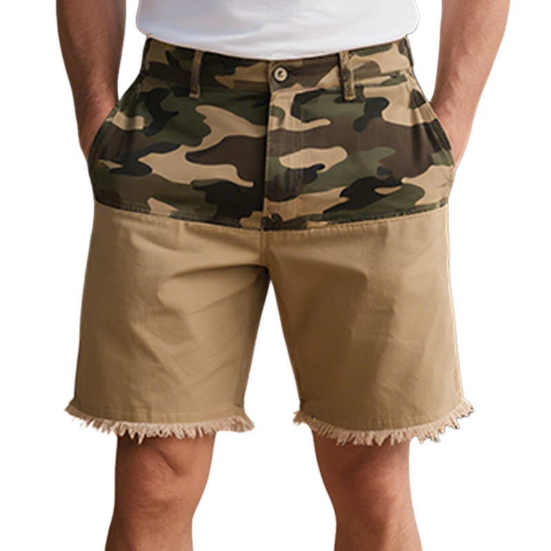 Newton | Men'S Spring And Summer New American Western Style Cotton Blended Washed Stitching Camouflage Casual Shorts