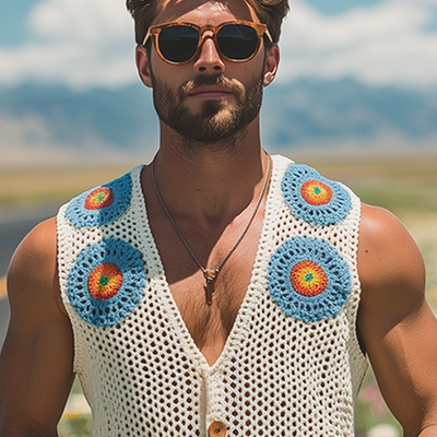 Lonnie | Men'S Summer Fashion Casual Hollow Crochet Flower Knitted Vest