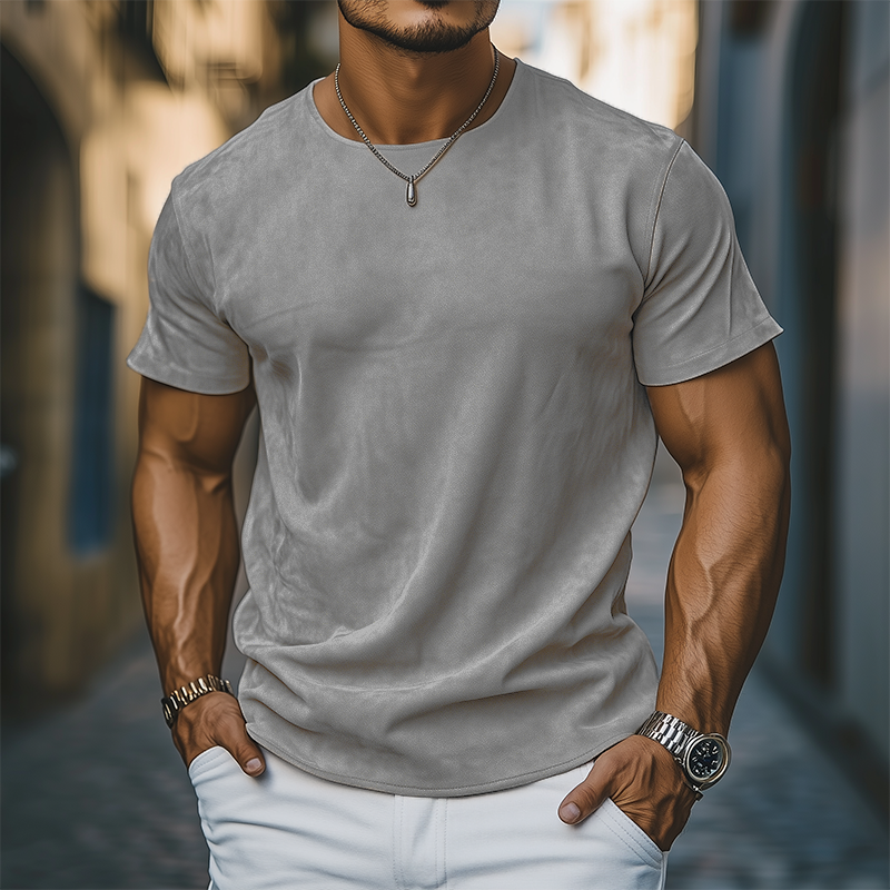 Esteban | Men'S Spring And Summer Casual Thin Suede Round Neck Short Sleeve T-Shirt