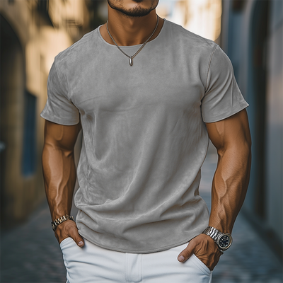Esteban | Men'S Spring And Summer Casual Thin Suede Round Neck Short Sleeve T-Shirt