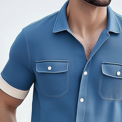 Sebastian | Men'S Summer Business Twill Button Short Sleeve Shirt